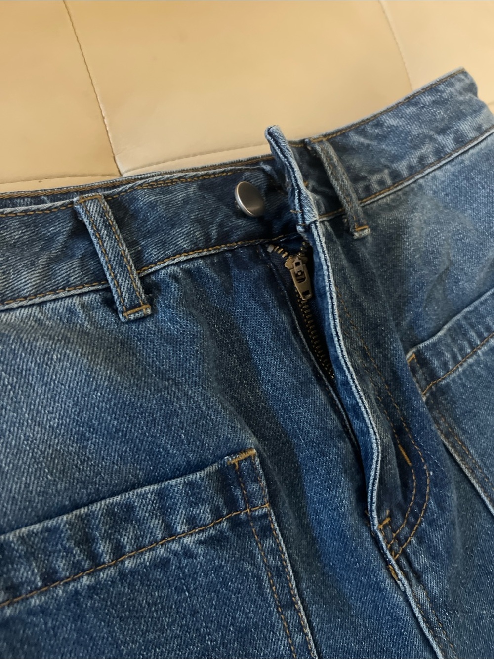 Sage & Fig Braided-Trim Wide Leg Jeans in Dark Blue Medium - Picture 6 of 14
